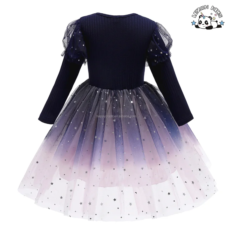 LEZONKIDS - Long Sleeve Tulle Sequin Dresses for Kids High Quality Casual Girls Clothing for Party or Birthday Sizes 2-14